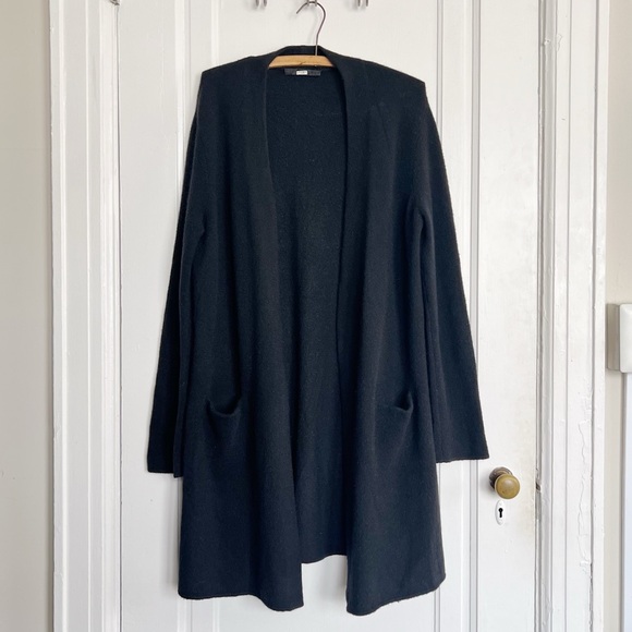 Jenni Kayne • Sweater Coat cardigan black merino wool yak knit minimalist open - Picture 2 of 10
